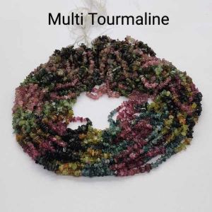 Natural Gemstone (Multi Tourmaline) Chips, 30 Inches