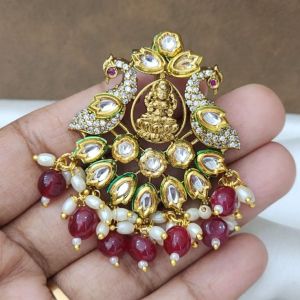 Victorian (Lakshmi) Pendent with peacock, Maroon