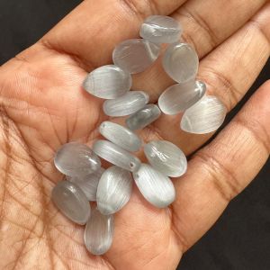 Hydro Flat Teardrop Crystals, Side Hole, Briolette, Light Grey