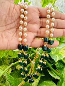 Good Quality Shell Pearls With Green Quartz Beads