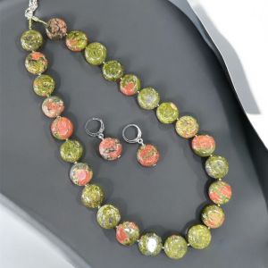 Gemstone Coin Necklace, Unakite