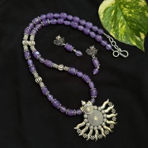 Natural Quartz Beads Necklace, Lavender