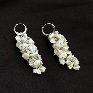 Gemstone Chip Grape Earrings, Howlite