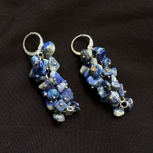 Gemstone Chip Grape Earrings, Lapiz Lazuli