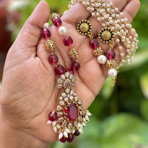 Victorian Pendant With Monolisa Beads And Shell Pearls