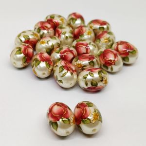 Japanese Beads (Oval) - White And Red