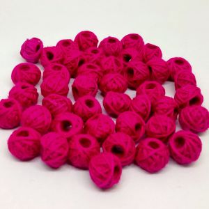 Cotton Thread Beads - Dark Pink, Pack Of 10 Pcs