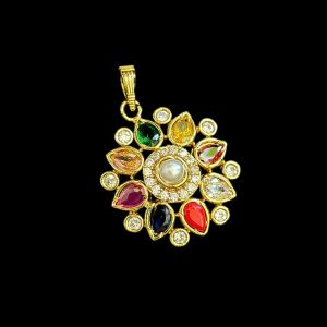 Cz Stone Antique Pendant, Multicolor