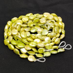 Fresh Water Pearl, Flat Round (Coin), 11 To 12mm, Lime Green