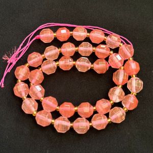 Natural Gemstone Beads, 10mm, Hexagon Shape, Strawberry Quartz