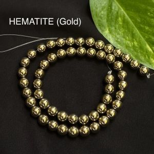 Natural Gemstone Beads, Hematite (Gold) Beads, 8mm, Plain Round