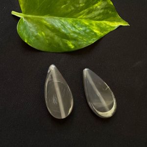 Natural Stone, Flat Teardrop, (Grey), Sold By 1 Pair (2 Pieces)