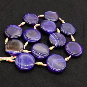 Natural Onyx Beads, Coin Shape, 25x25mm, Purple