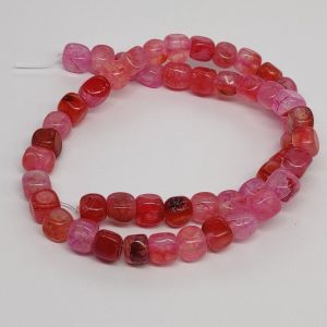 Natural Square Agate Beads, 8mm, Dark Pink Shade