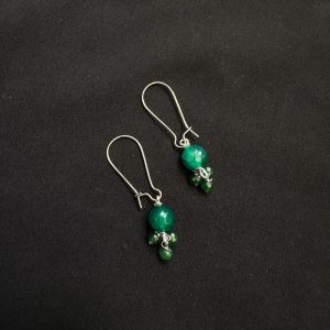 Hook Earrings With Dark Green Agate