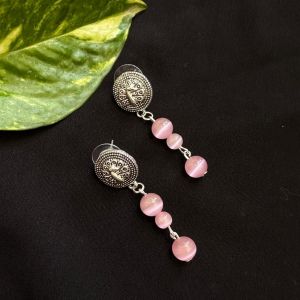 Light Pink Cats Eye Beads Earrings