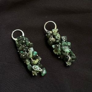 Gemstone Chip Grape Earrings, Emerald