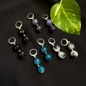 Agate And Onyx Earrings, Assorted, Pack Of 4 Pairs