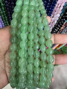 Natural Quartz Beads, (Oval), 8x10mm, Spring Green