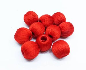 Silk Thread Wrapped beads,Red,8mm