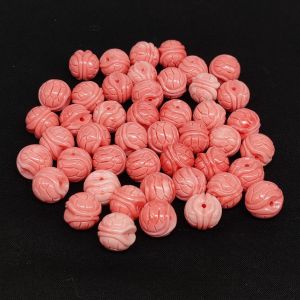 Coral Replica Synthetic Beads, Round Shape, 12mm, (Double Shade), Pack Of 20 Pcs