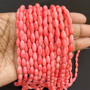 Natural Taiwan Coral, (Oval), 5x9mm, Pink