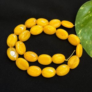 Flat oval agate beads, 13X18mm Turmeric Yellow