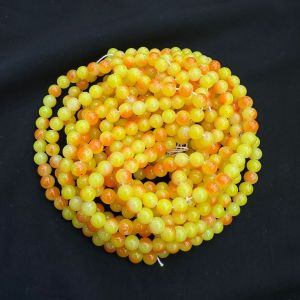Double Shade Glass beads, 8mm, Round 30"(Approx 100 Beads), (Yellow and Orange)