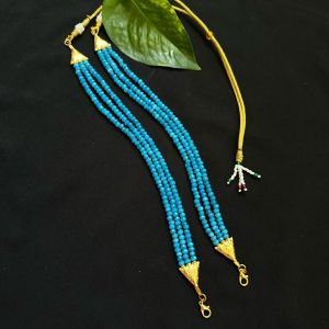 DIY, 3 Layer Agate Chains, Just Attach A Pendant, With Hook & Rope, (Sea Blue)Gold Finish
