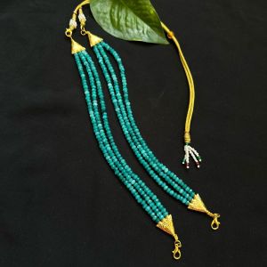 DIY, 3 Layer Agate Chains, Just Attach A Pendant, With Hook & Rope, (Peacock Green)Gold Finish