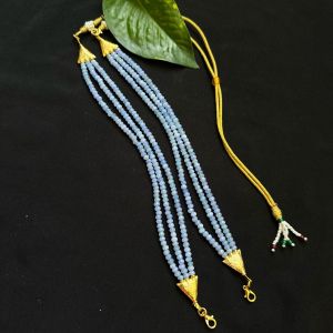 DIY, 3 Layer Agate Chains, Just Attach A Pendant, With Hook & Rope, (Light Blue)Gold Finish