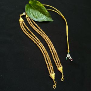 DIY, 3 Layer Agate Chains, Just Attach A Pendant, With Hook & Rope, (Mustard Yellow)Gold Finish