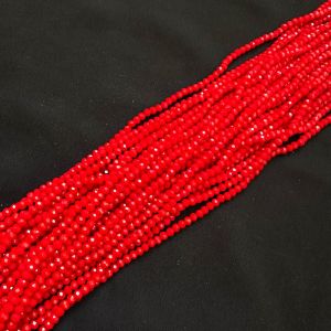 Glass Opaque Crystals 4mm,Rondelle, Red