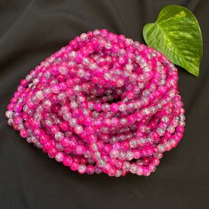 Crackle Glass Beads, 8mm Round,Pink