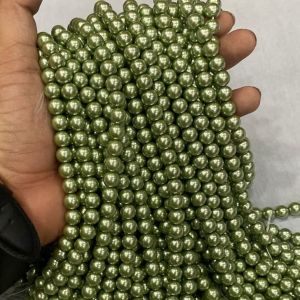 A+ Quality Glass Pearls , 8mm, Round,Green