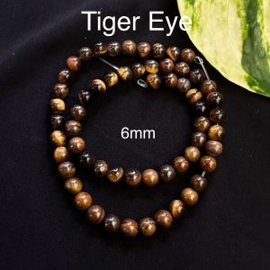 Natural Gemstone Beads, Tiger Eye, 6mm, Round