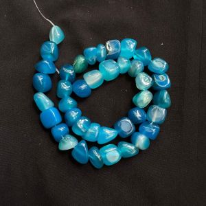 Agate Nuggets, 10mm Approx, Peacock Blue Double Shade