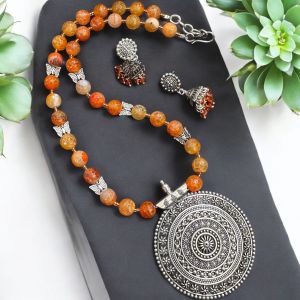 Onyx Butterfly necklace with jhumkas