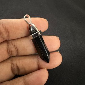 Pencil Pendants, Glass ,Black, 40*8mm