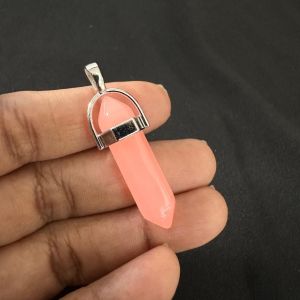 Pencil Pendants, Glass ,Peachish Pink, 40*8mm