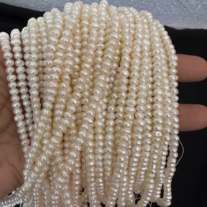 AAA Quality Fresh Water Pearls, Button, 4-5mm, Cream