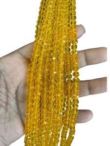 Glass Crystals, Rondelle, 6mm, Dark Yellow