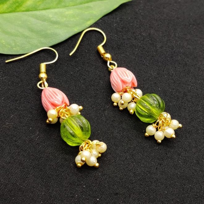 Parrot Green Color Meenakari Earrings (MKE1807PGRN)