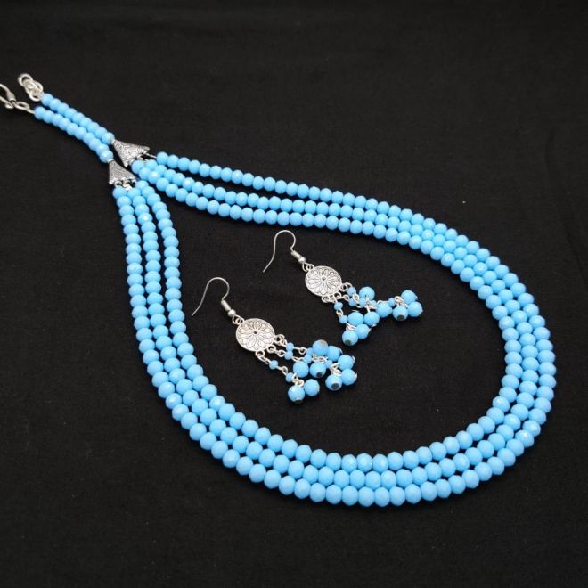 Blue Stone Necklace with Earrings  Amazonin Jewellery
