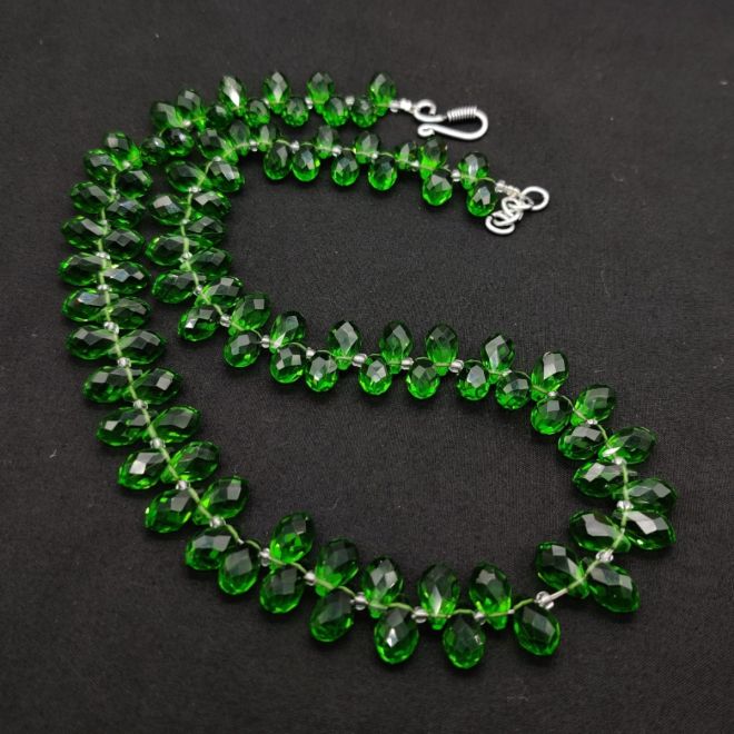 Dark Green Crystal beaded 5 line Necklace Set – Sanvi Jewels