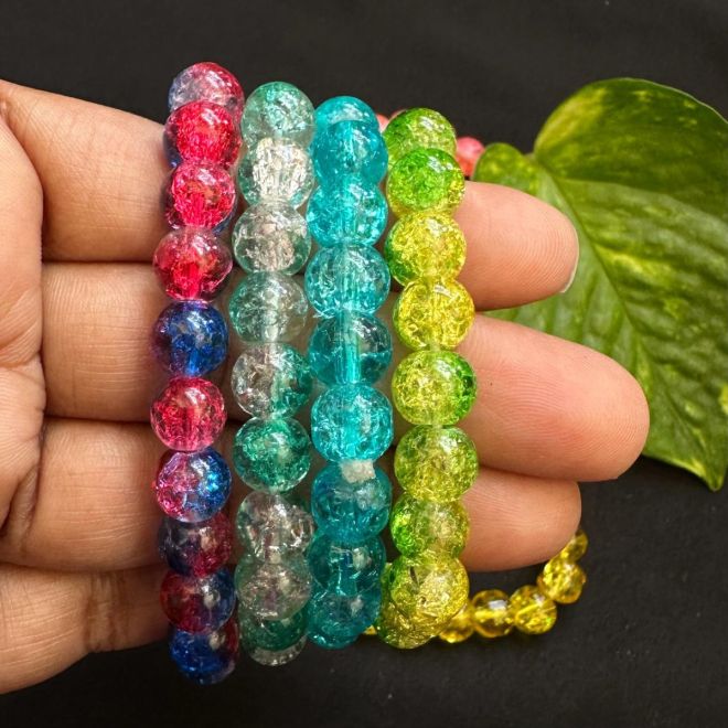 Printed glass beads bracelets.