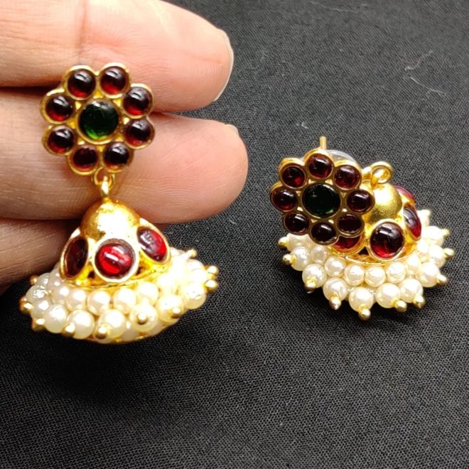 Buy Red Kundan Jhumka Online - RIANSH STORE