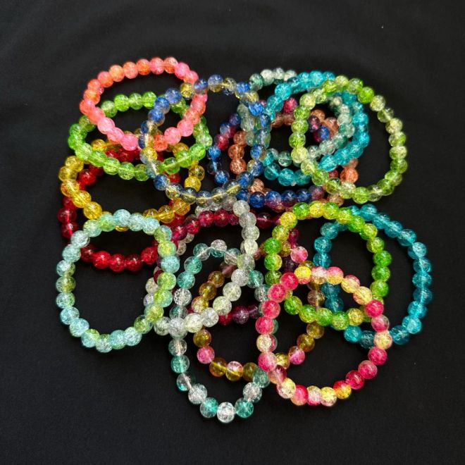 Printed glass beads bracelets.