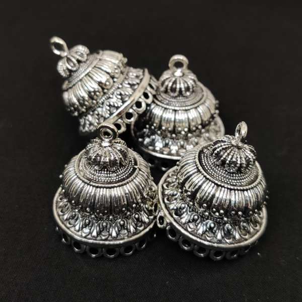 Buy Vembley Traditional Oxidized Black Silver Afghani Style Big Mirror Jhumki  Silver Earrings For Women and Girls for Women Online in India