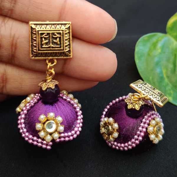 Buy online Purple Cotton Blend Jhumka Earring from fashion jewellery for  Women by Darklady for ₹249 at 50% off | 2024 Limeroad.com